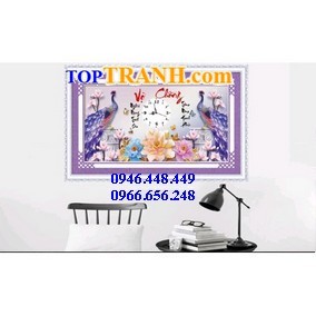 Tranh thêu đồng hồ vợ chồng